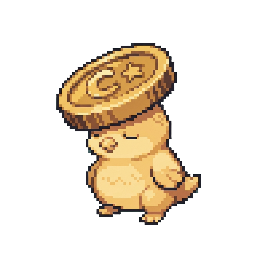 A Clumsy Hatchling Wearing an Oversized Gold Coin Hat