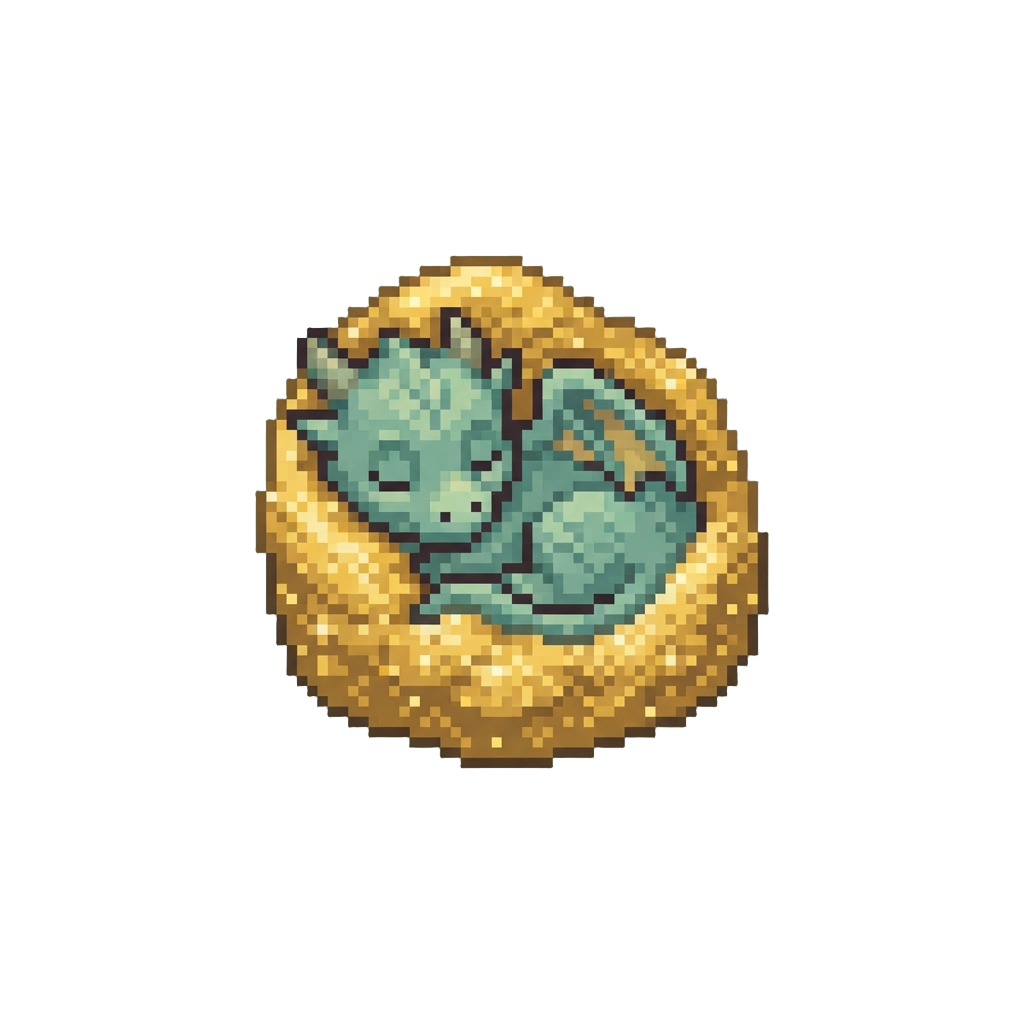 A Sleepy Baby Wyrm Wrapped in Gold Dust