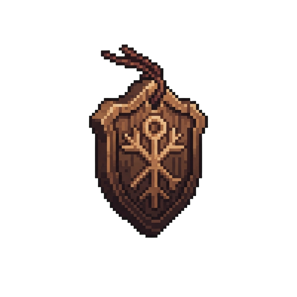 A Small Wooden Protective Talisman