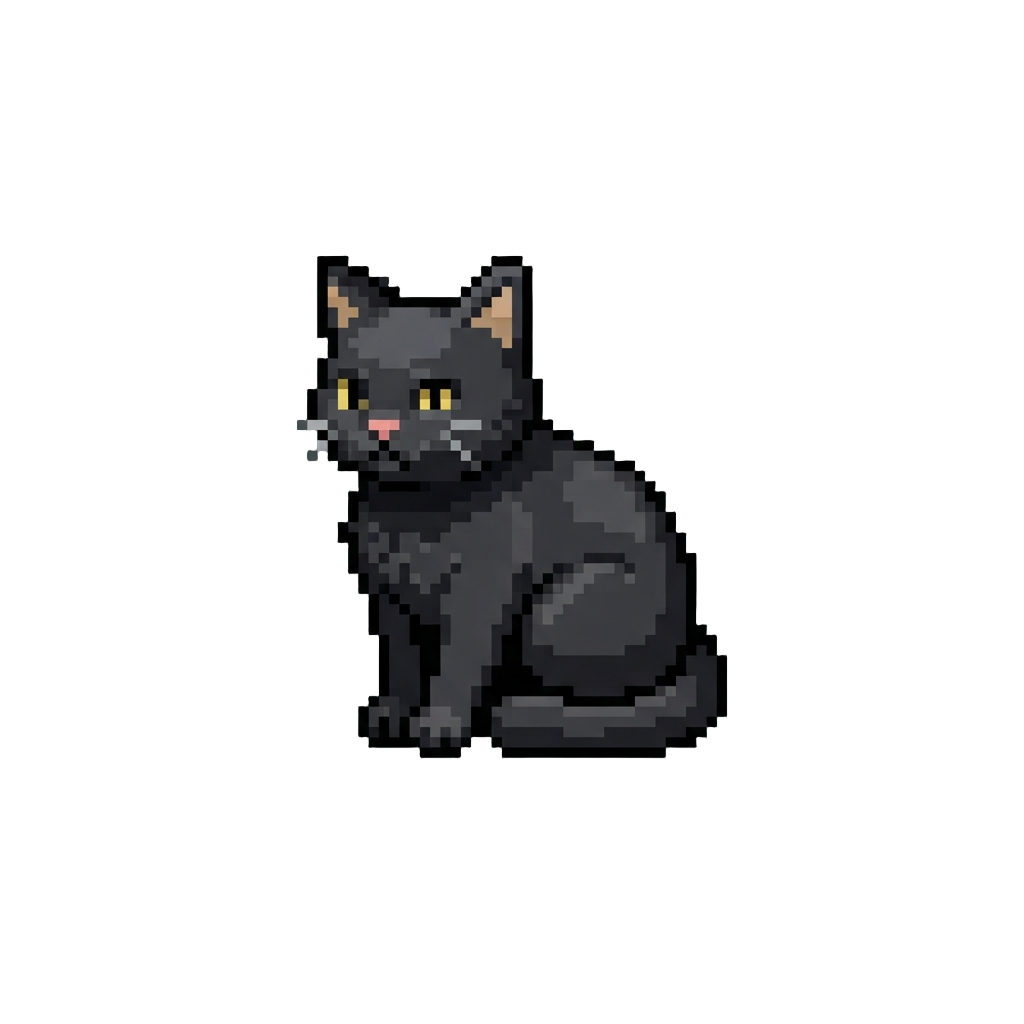 A Tiny Black Cat Figure