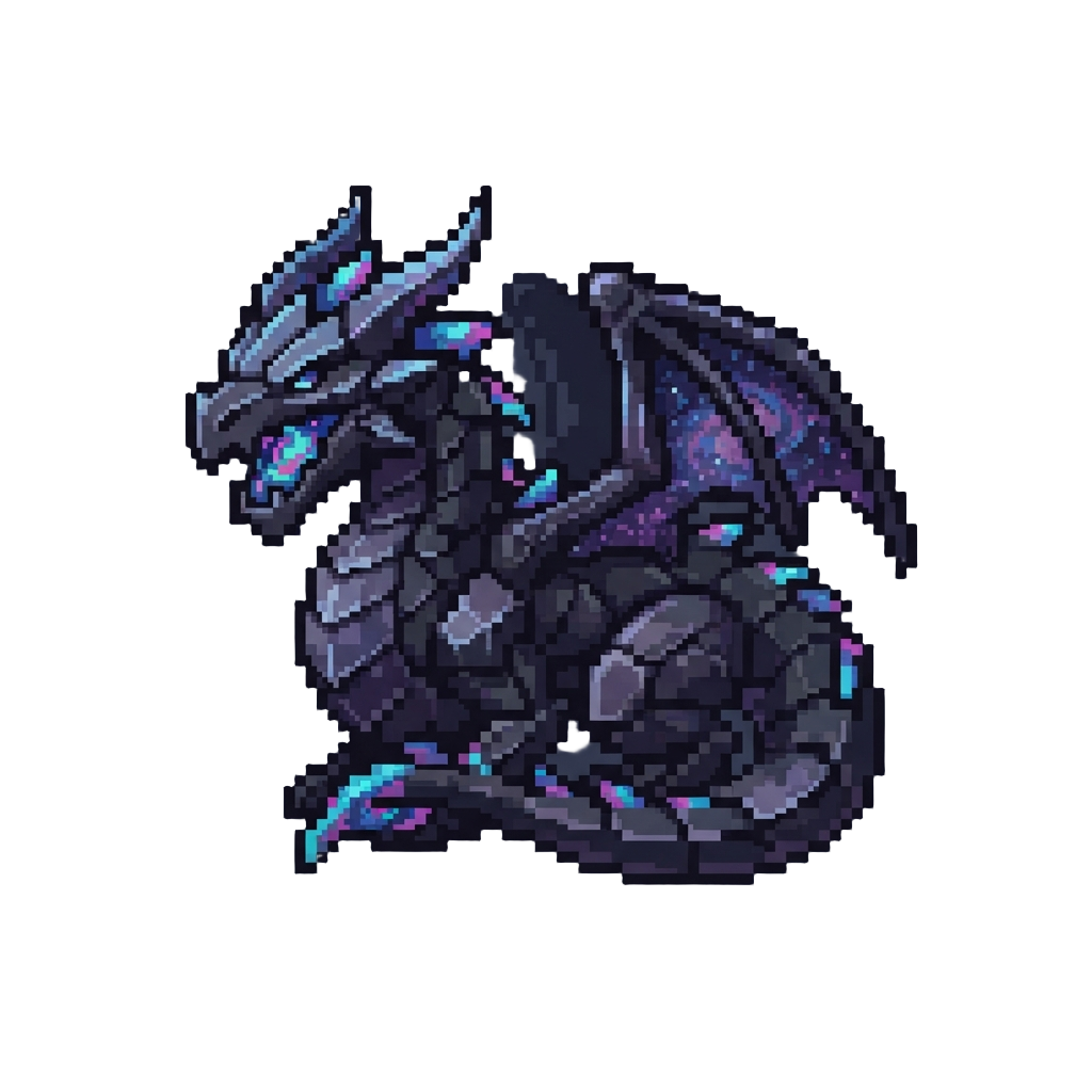 An Obsidian Cosmic Void Dragon