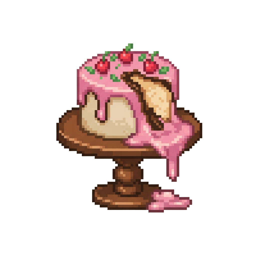 A Melting Puddle Cake Slumping Off Its Cake Stand