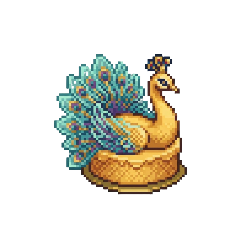 A Royal Golden Peacock Cake with Intricate Spun-sugar Feathers