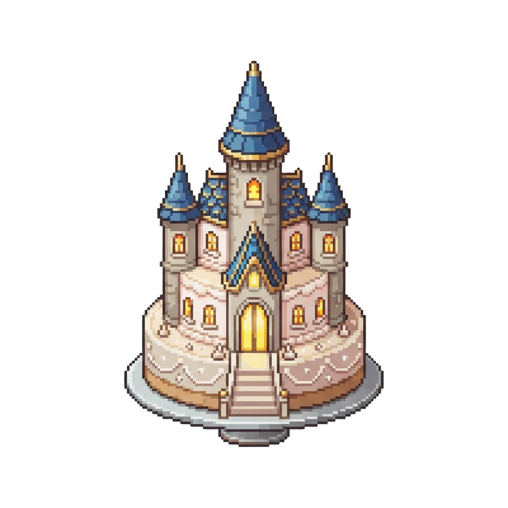 A Towering Fairytale Castle Cake with Glowing Sugar Windows