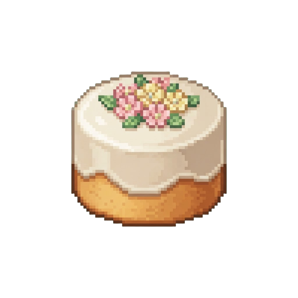 A Glossy Vanilla Bean Cake Decorated with Delicate Sugar Flowers