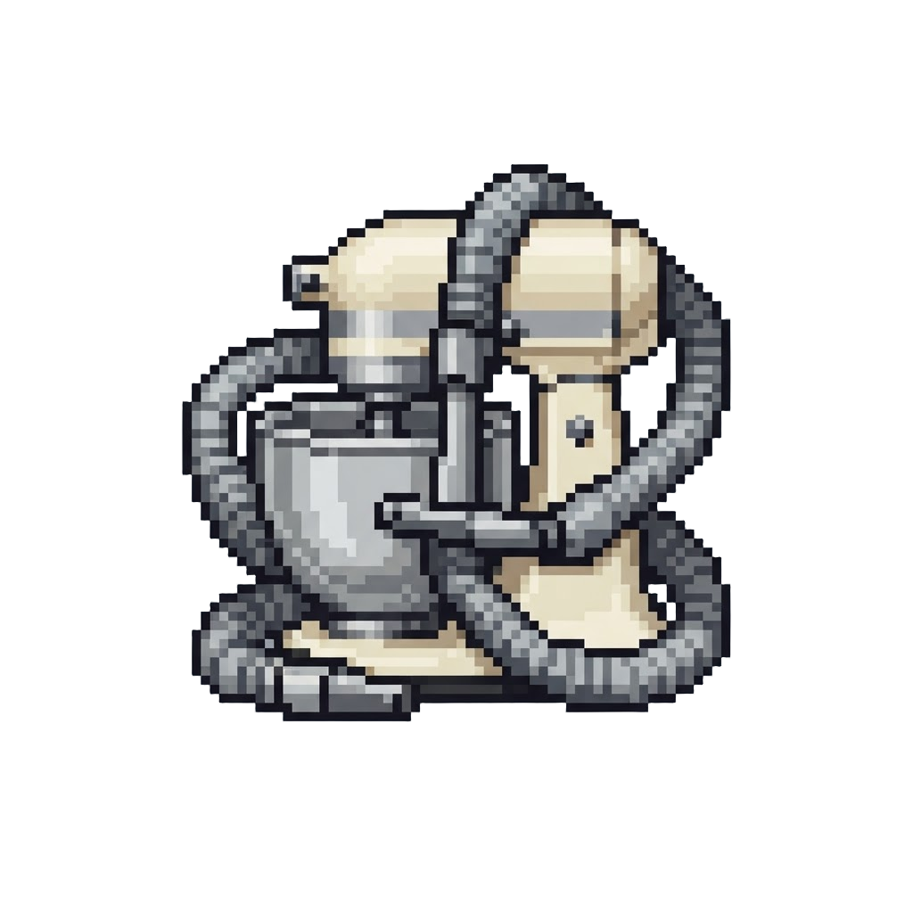 A Vacuum Cleaner Hose Tangled Around the Mixer
