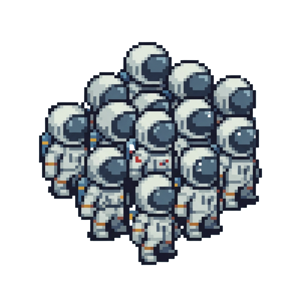 A Crowd of Mini Astronaut Clones