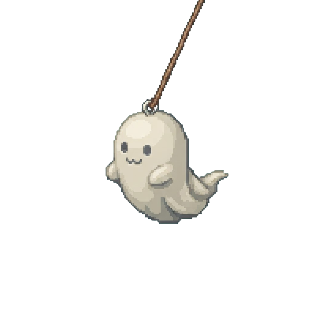 A Tiny Toy Ghost Spinning Aimlessly on a String