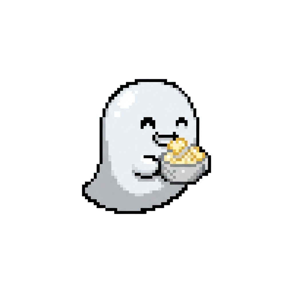 A Funny Ghost Eating Popcorn