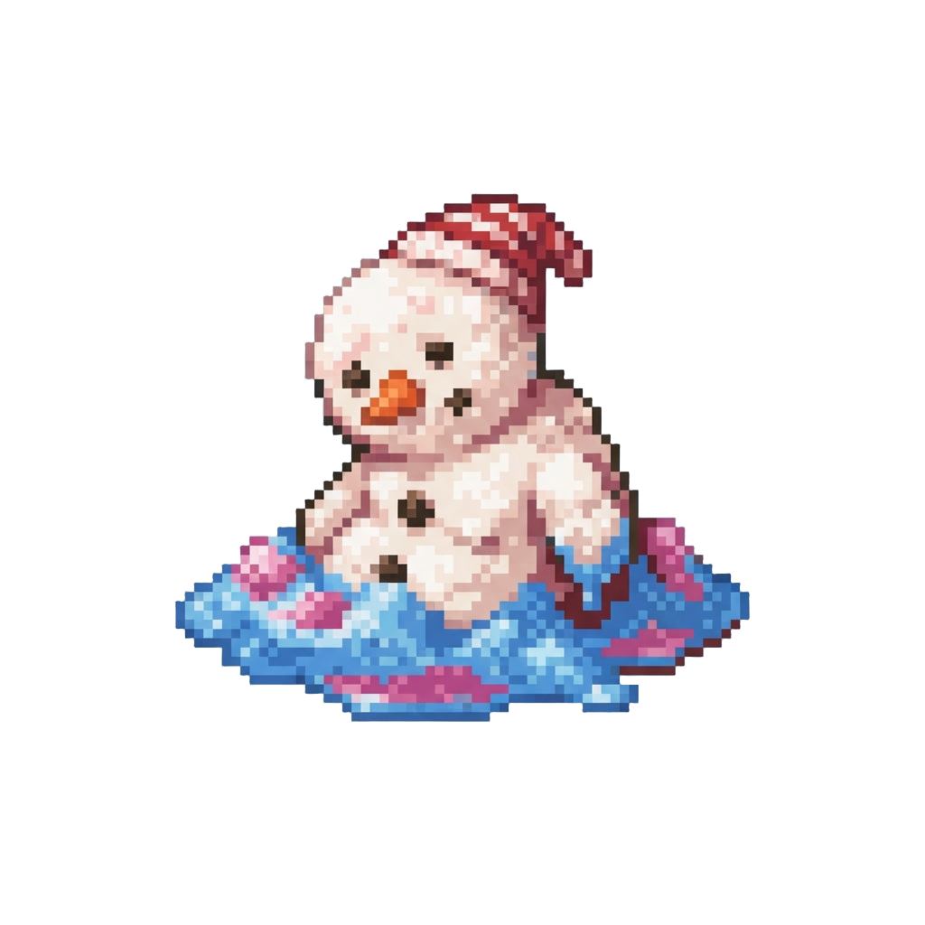An Unrecognizable Sugary Snowman Slump Sinking Into Melted Shaved Ice