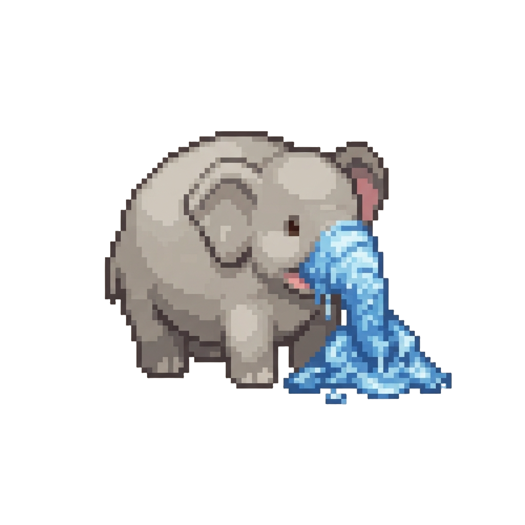A Lopsided Elephant Whose Shaved Ice Trunk Has Collapsed Sideways Into Blue Slush
