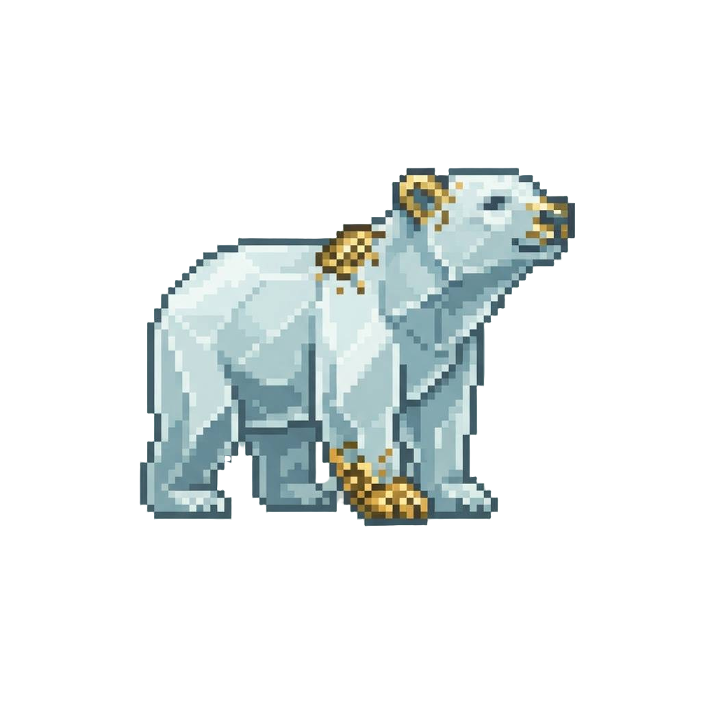 An Exquisite Crystal Polar Bear Adorned with Edible Gold Leaf