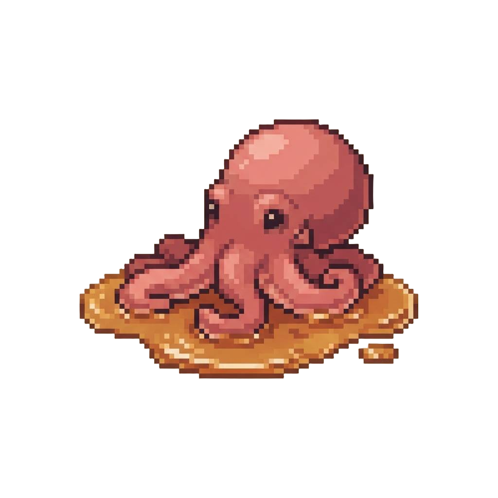A Droopy Octopus Whose Jelly Tentacles Have Slid Completely Into a Syrup Puddle