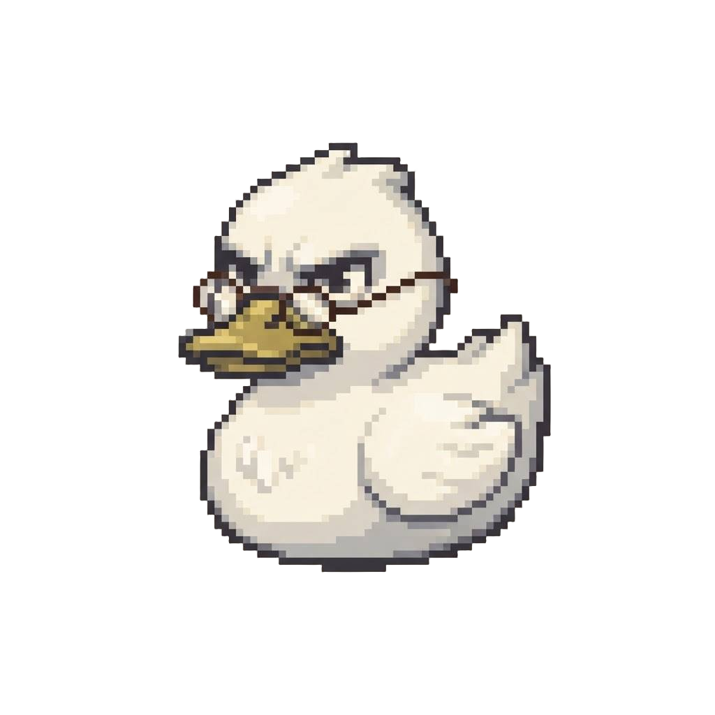 A Grumpy White Duck Wearing Glasses