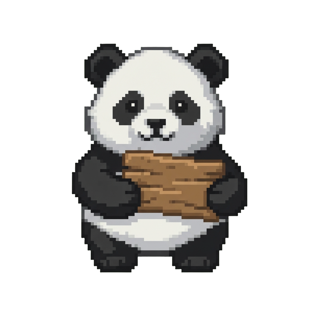 A Giant Fluffy Panda Holding a Comedic Wooden Sign