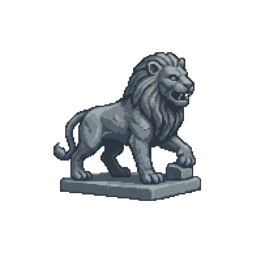 A Towering Stone Lion Statue