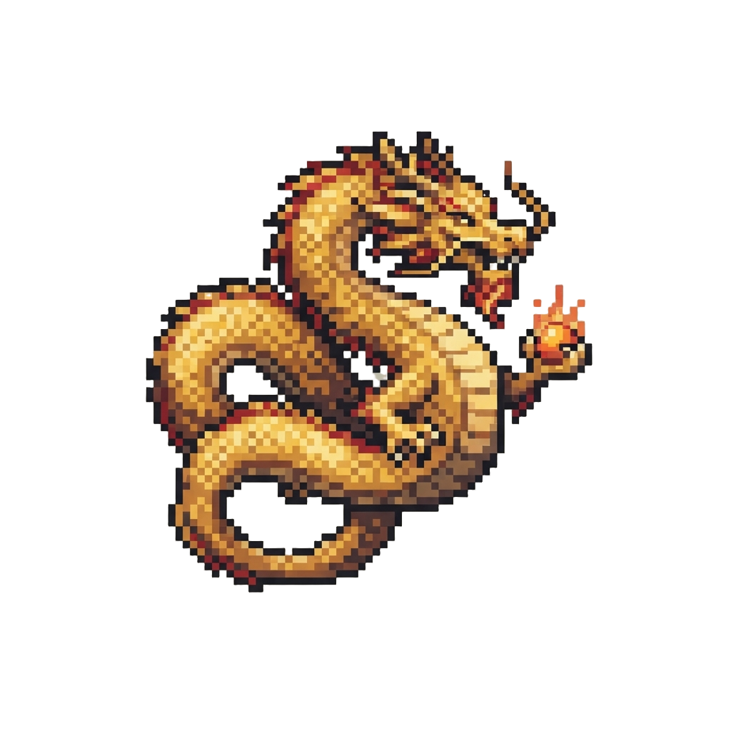A Majestic Golden Chinese Dragon