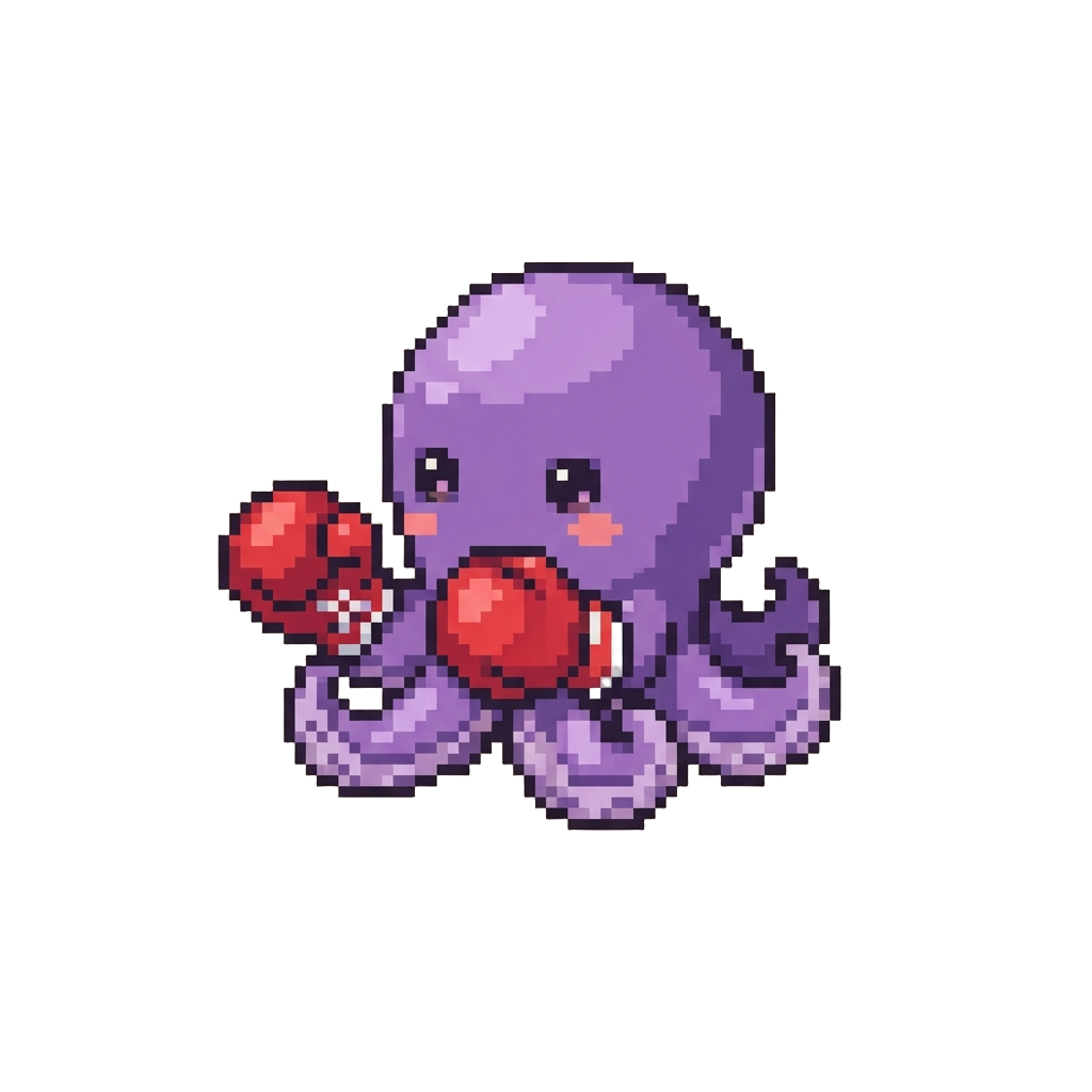 A Squishy Purple Octopus with Boxing Gloves