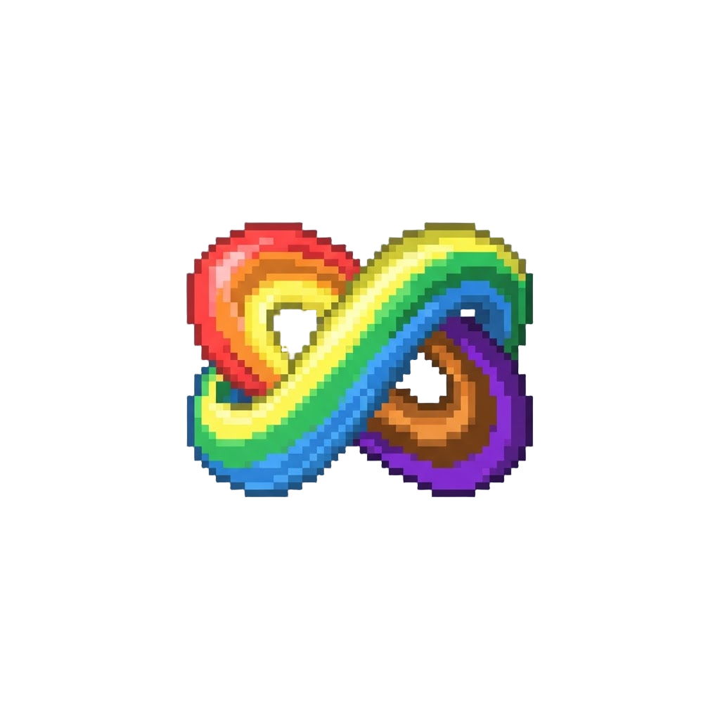 A Swirling Rainbow Infinity Beam