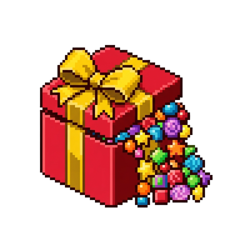 A Giant Ribboned Gift Box Overflowing with Rainbow Candies