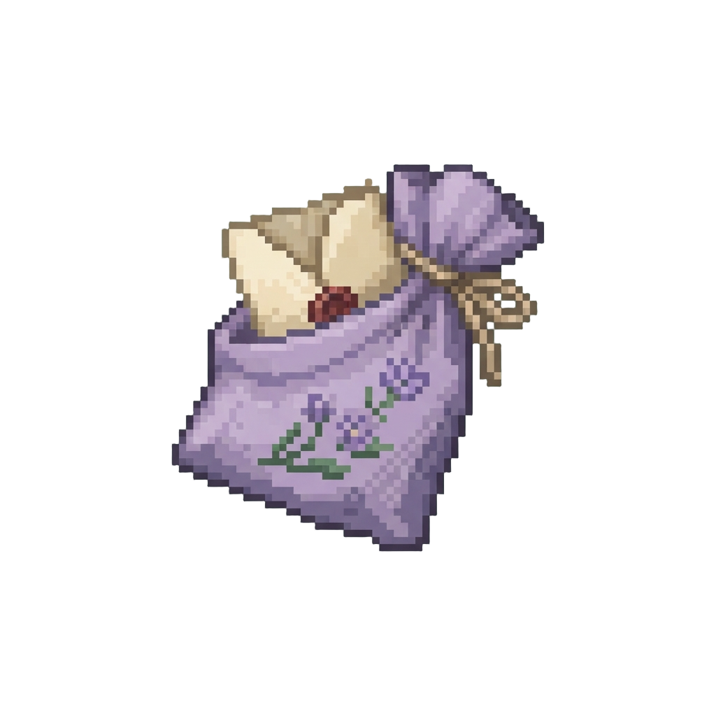 A Sweet Folded Parchment Note Tucked Inside a Pressed Lavender Sachet