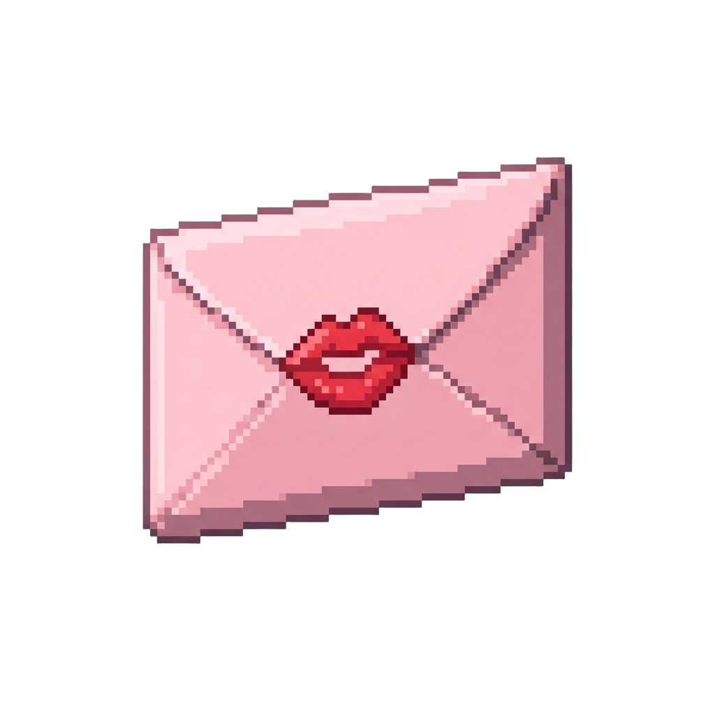 A Secret Admirer's Pastel Pink Envelope Stamped with a Neat Lipstick Kiss