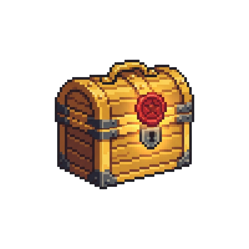 A Glowing Golden Treasure Chest Sealed with Wax
