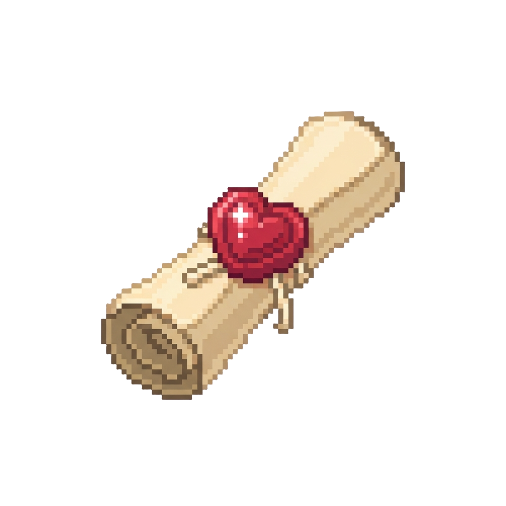 A Glowing Rose-scented Parchment Sealed with a Sparkling Ruby Wax Heart