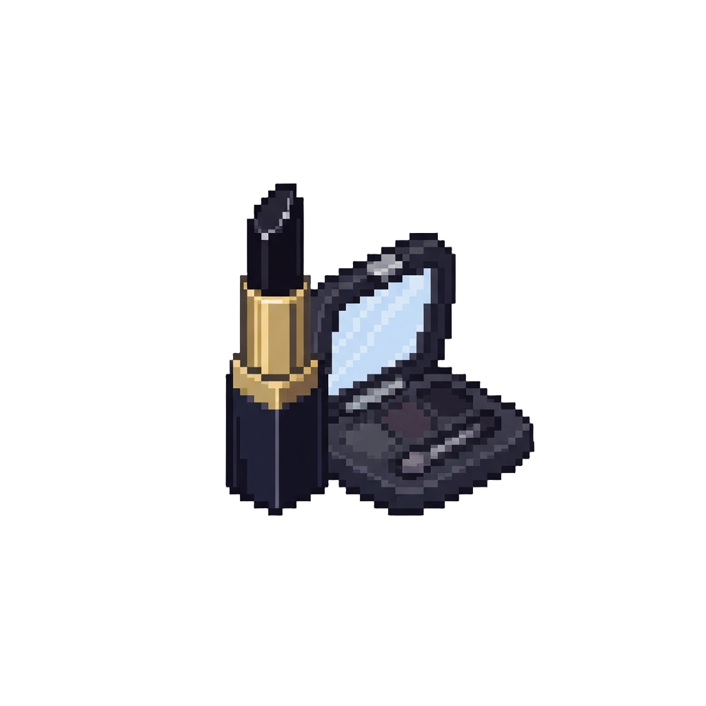 Sleek Jet-black Goth Lipstick and Smoky Eye Makeup