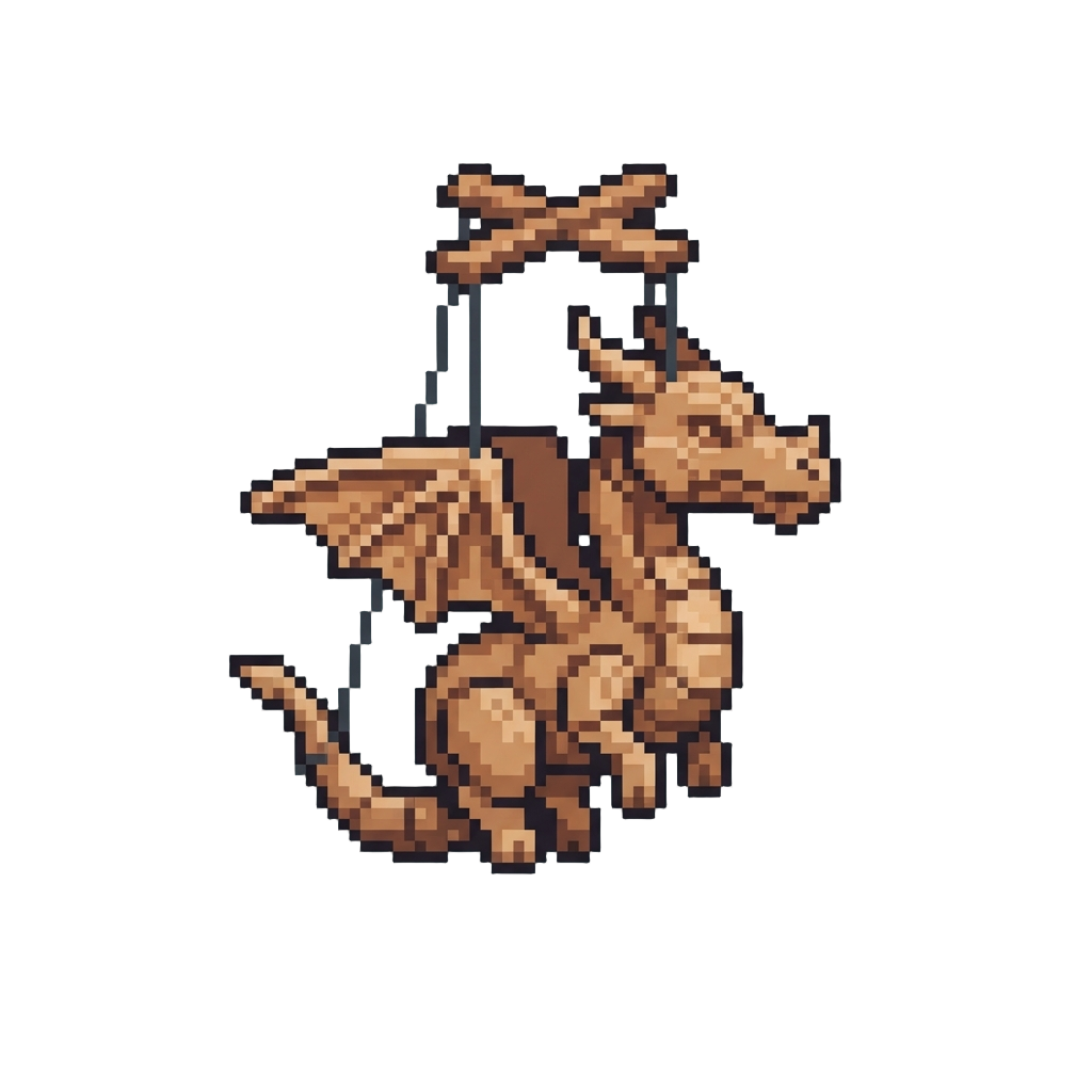 A Wooden Dragon Puppet on Strings
