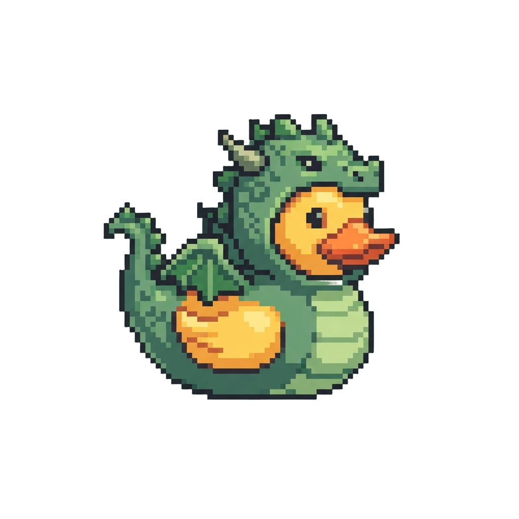 A Rubber Ducky Wearing a Dragon Costume