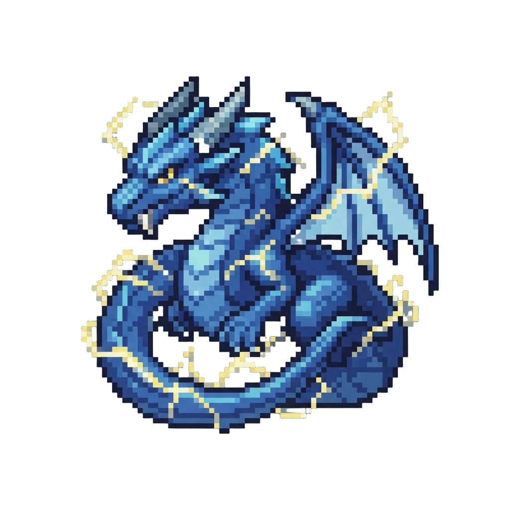 A Majestic Blue Storm Dragon Wrapped in Lightning