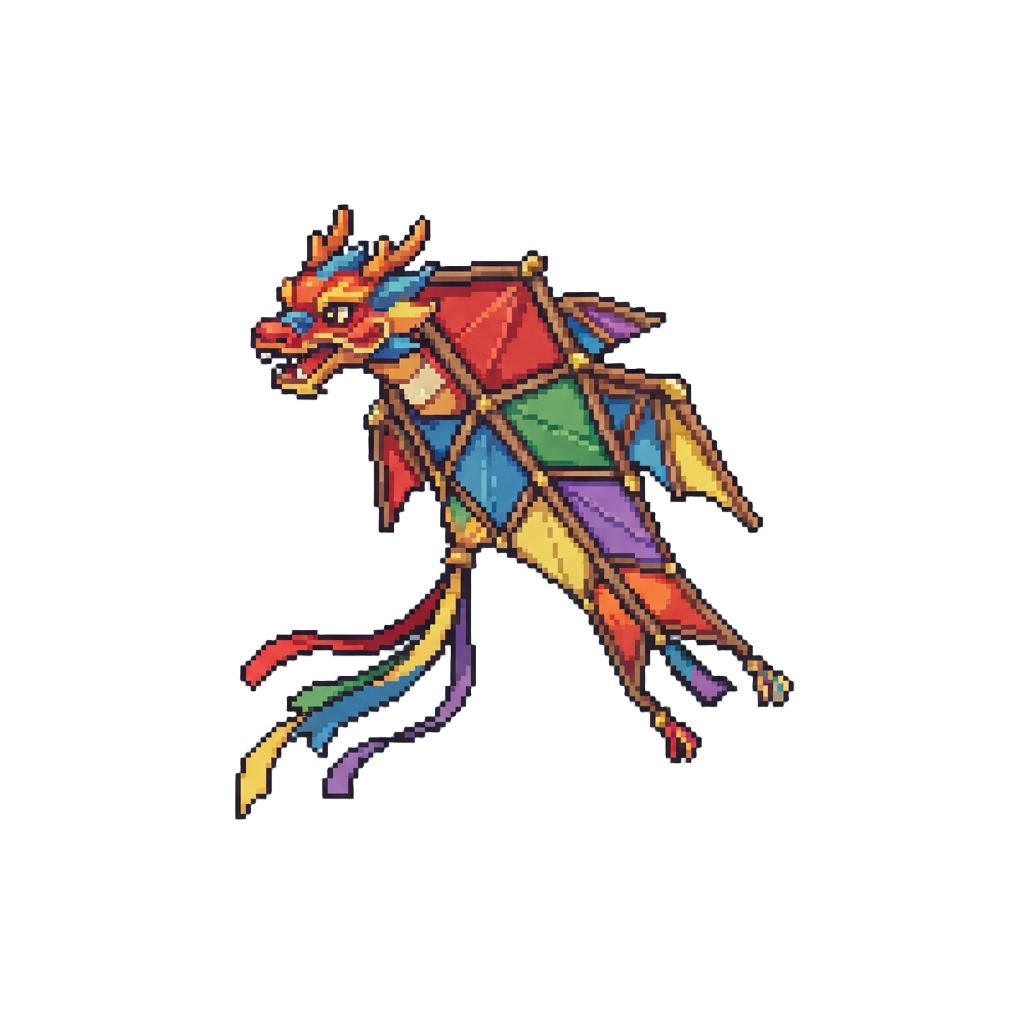 A Paper Dragon Kite Fluttering Down