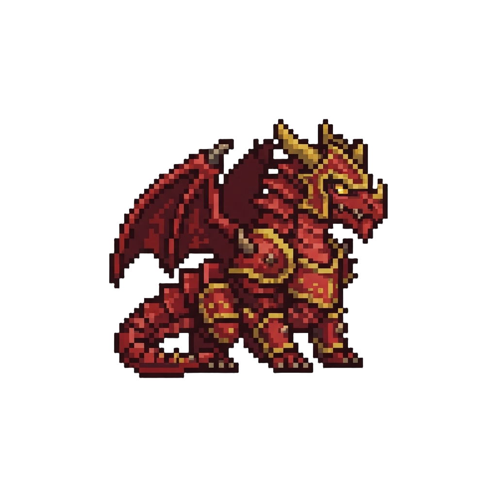 A Armored Crimson Warlord Dragon
