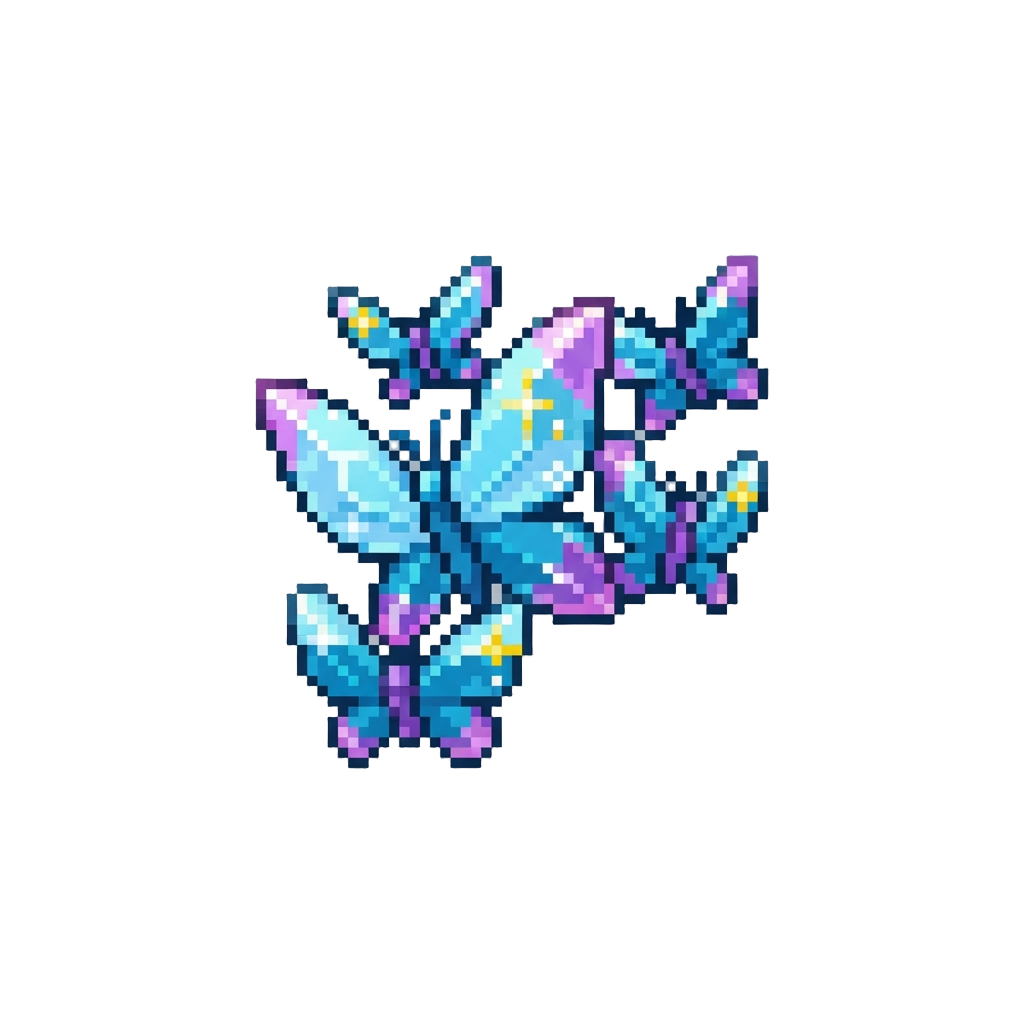 A Flock of Iridescent Crystal Butterflies