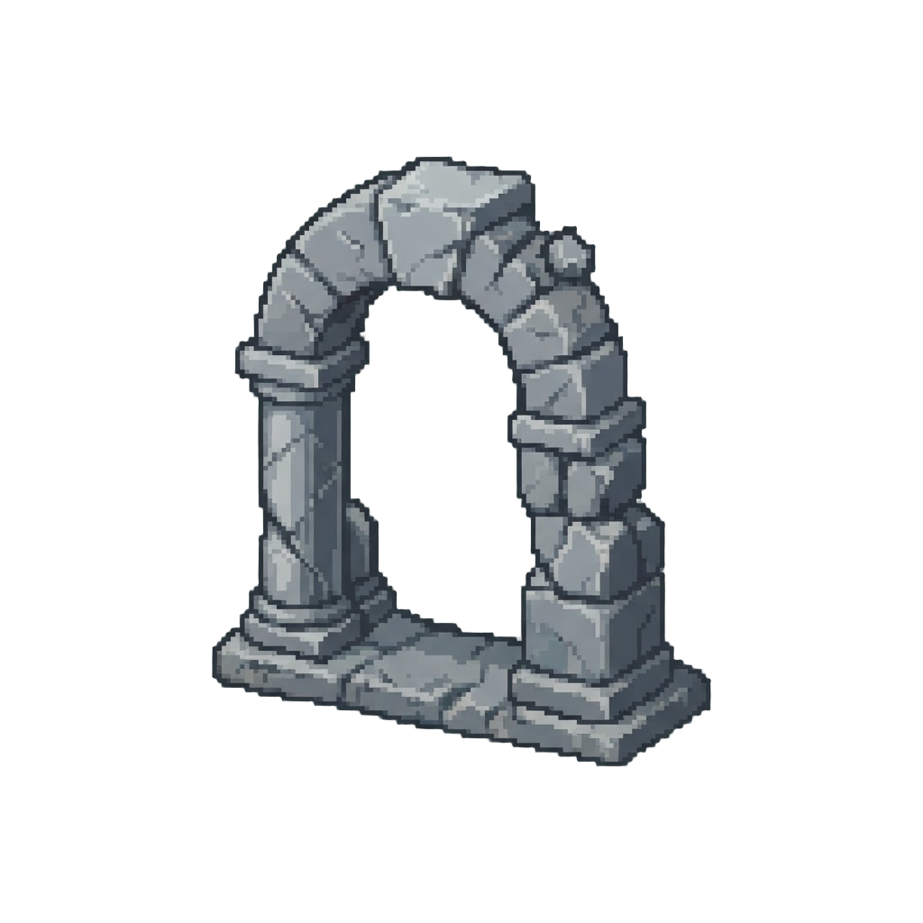 A Crumbling Stone Archway Clear of Debris
