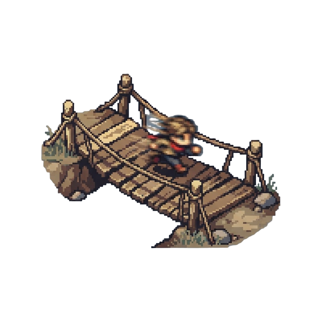 A Rickety Wooden Bridge Crossed at Breakneck Speed