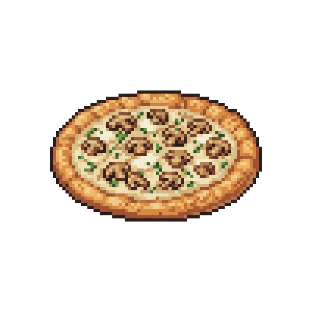 A Creamy Garlic Mushroom White Pizza