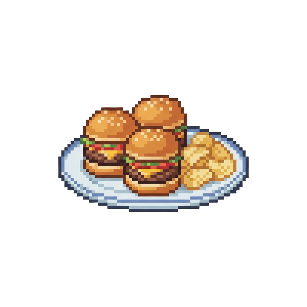 A Plate of Miniature Sliders and Chips