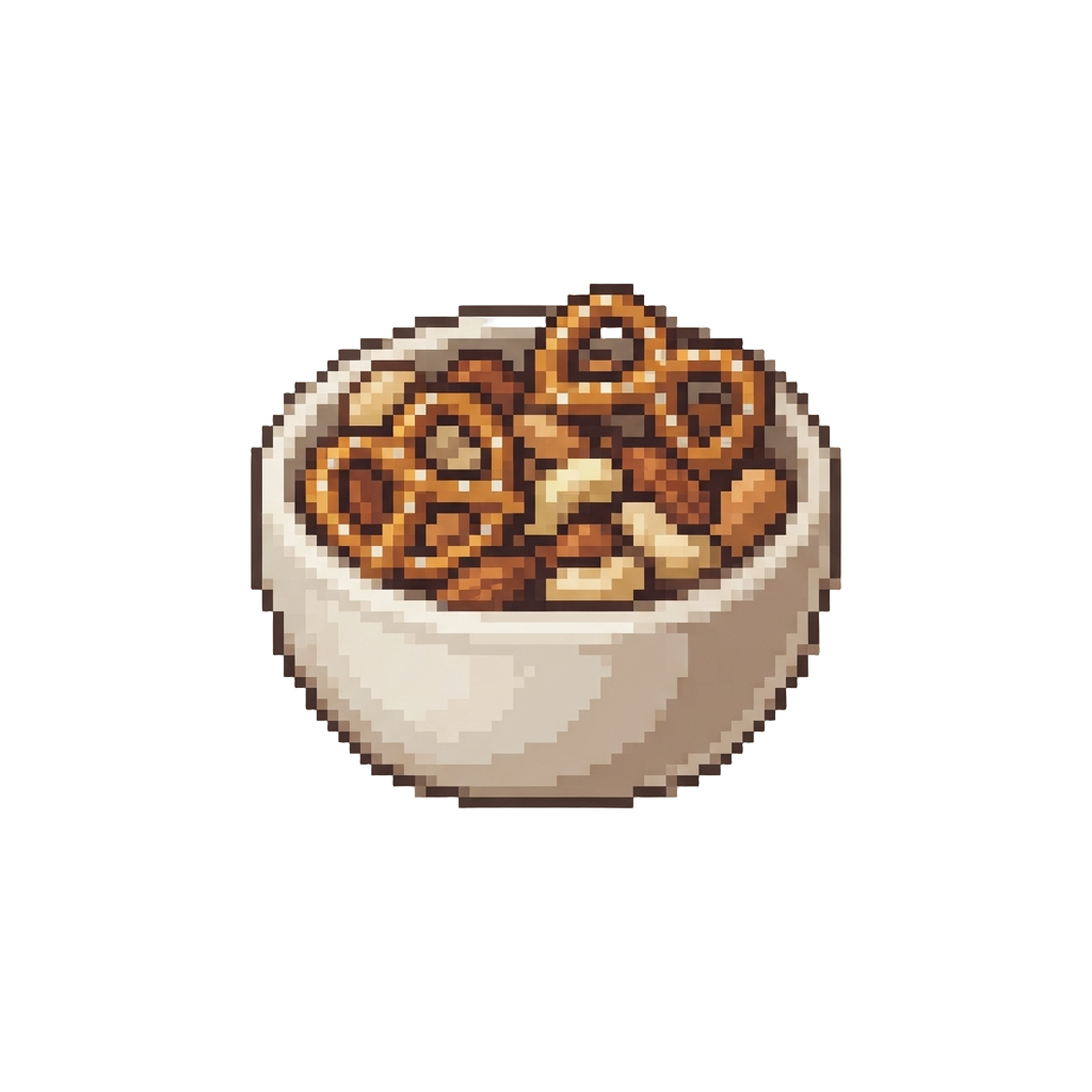 A Bowl of Salted Pretzels and Nuts