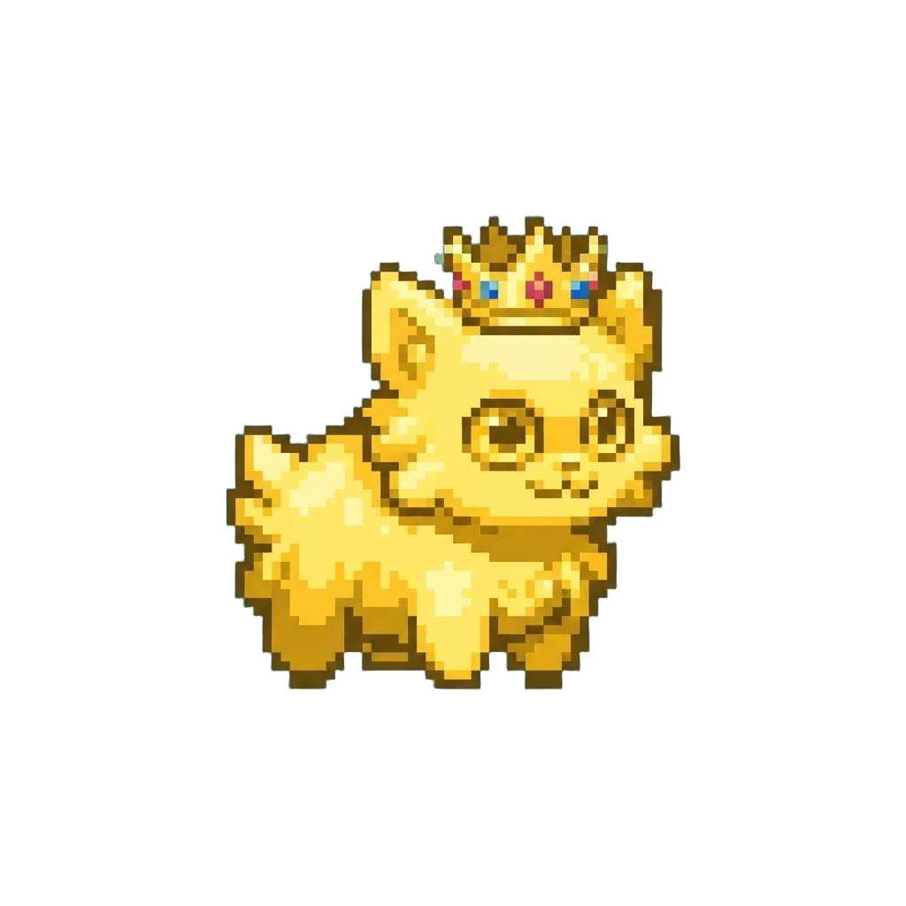 A Radiant Neon-gold Sprunki Wearing a Crown