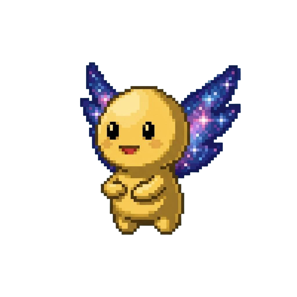 A Cosmic Golden Sprunki with Glowing Galaxy Wings