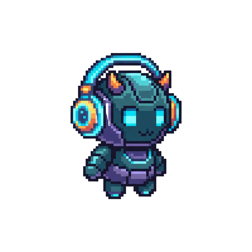 A Neon Cyber Sprunki with Glowing Headphones