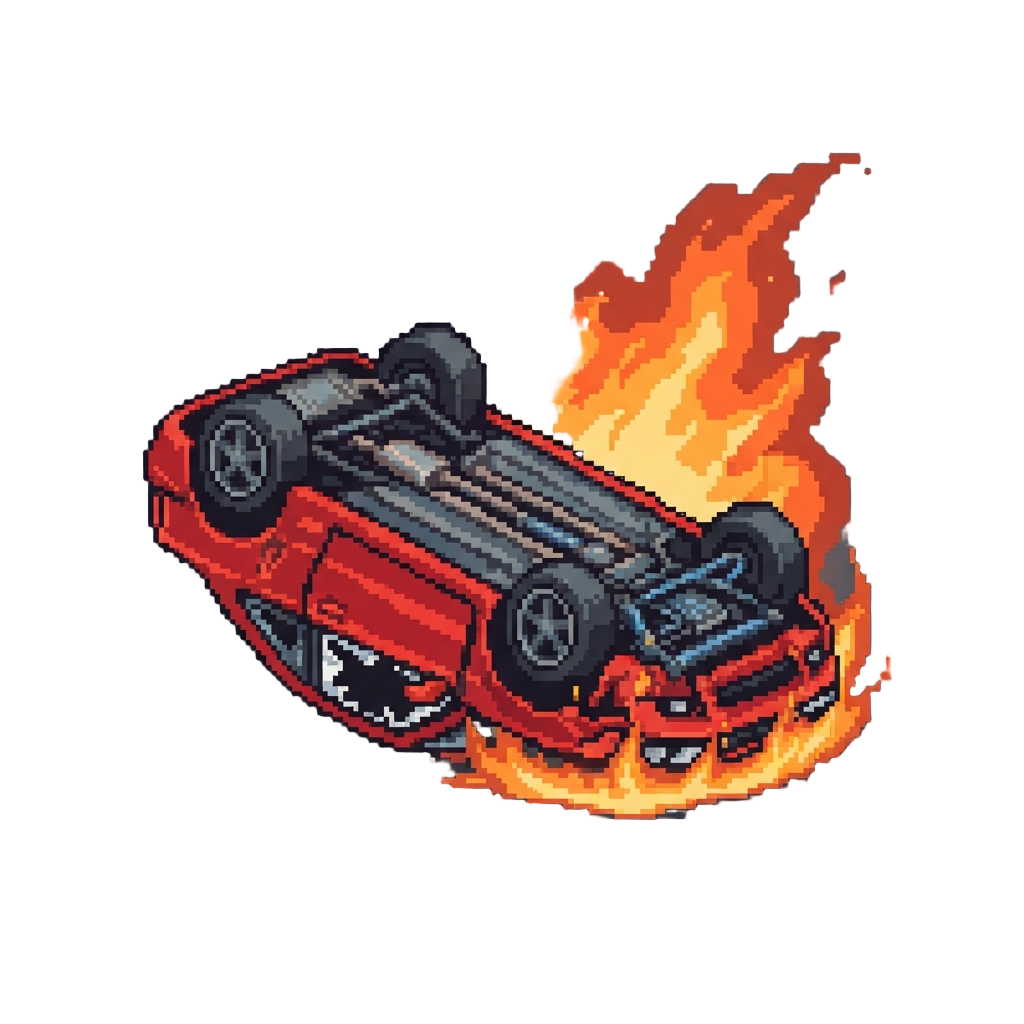 A High-impact Shunt Flipping the Car Onto Its Roof in Flames