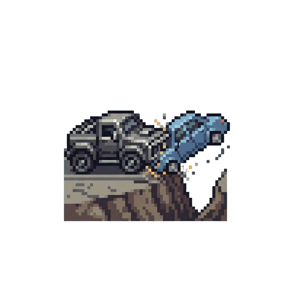 A Side T-bone Ram Sending the Car Tumbling Down a Ravine
