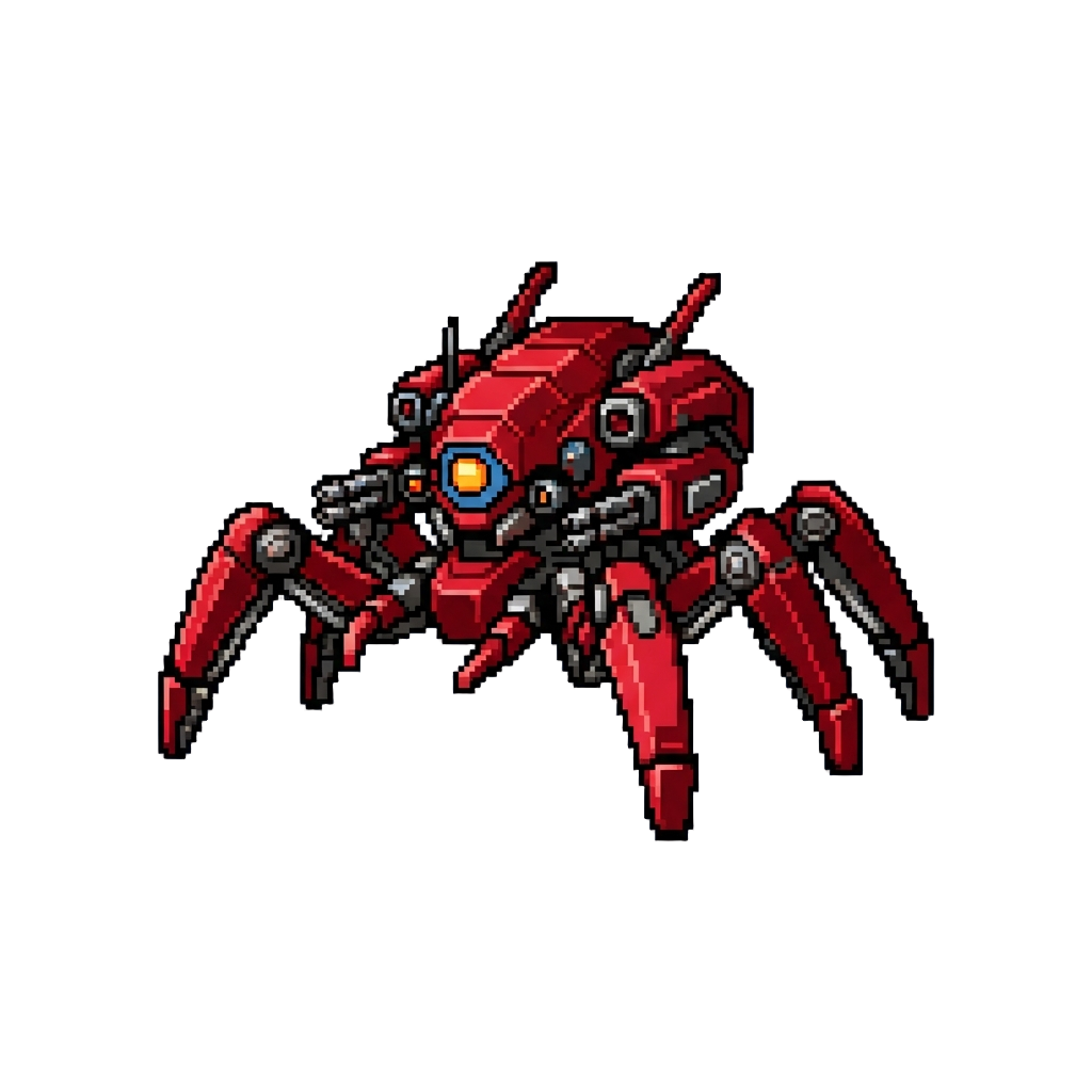 A Giant Crimson Spider Mech