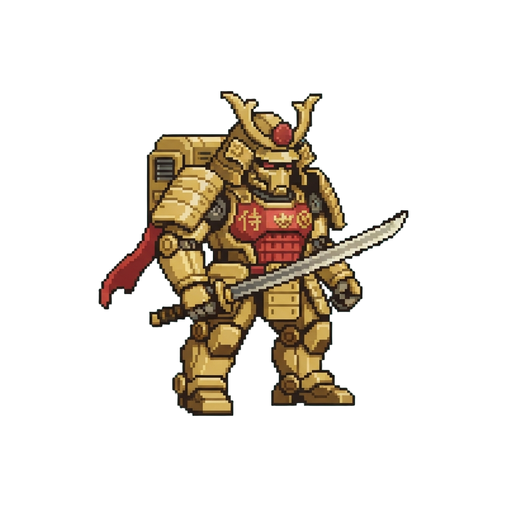 A Heavy Golden Samurai Mech
