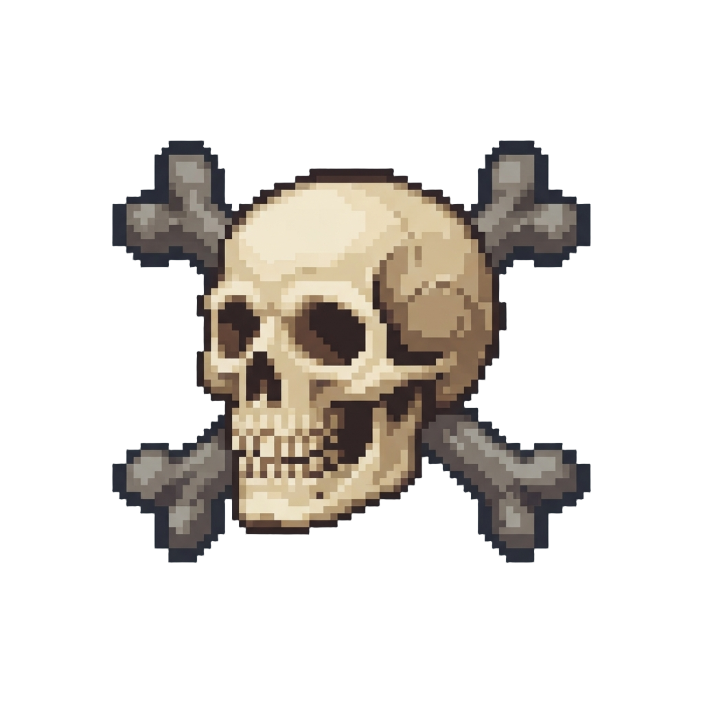 A Slow Floating Skull and Crossbones Icon