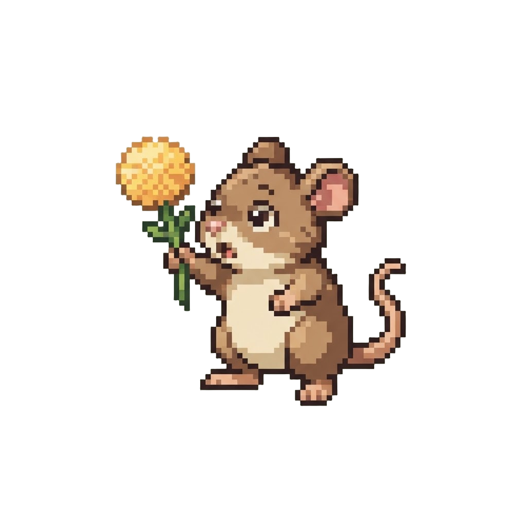 A Startled Woodland Field Mouse Waving a Dandelion