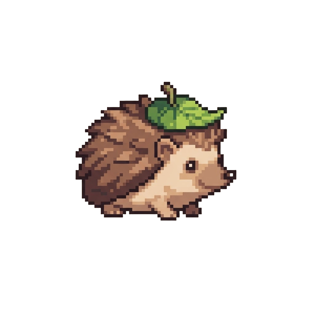 A Curious Tiny Hedgehog Wearing a Leaf Hat